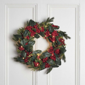 50cm Red Berry Wreath Micro Light Bundle