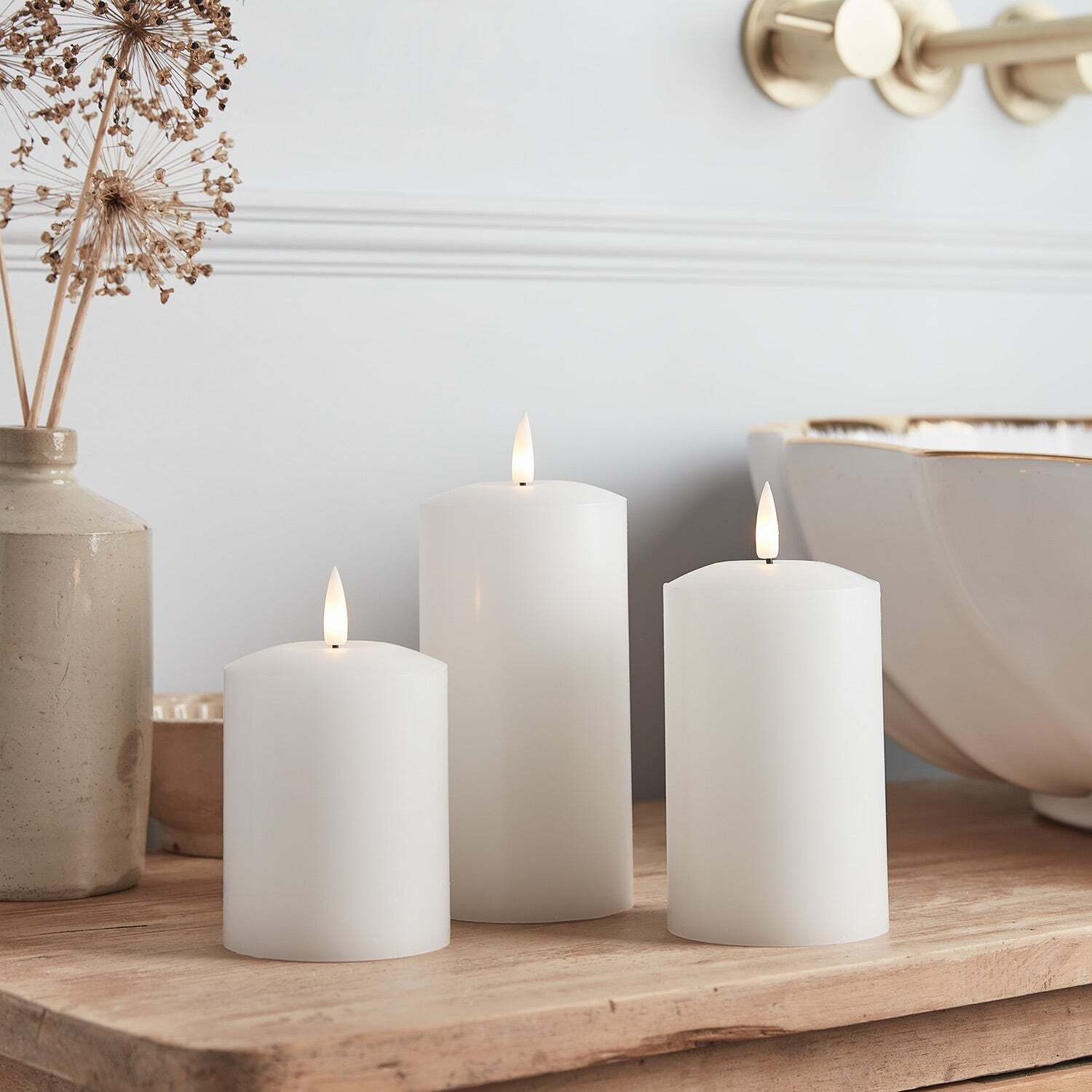 TruGlow® White LED Pillar Candle Trio - image 1