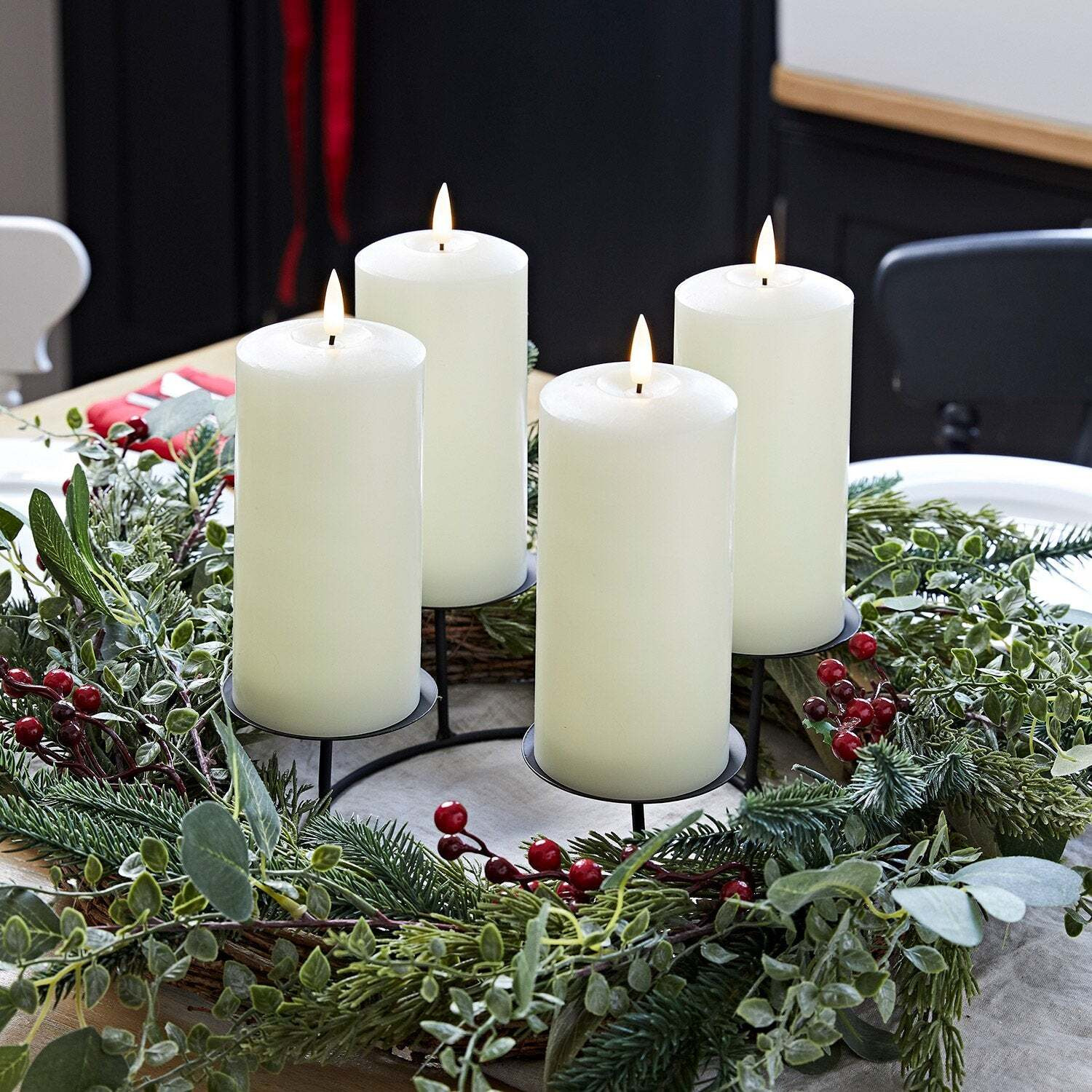 45cm Pine Advent Wreath & Ivory TruGlow® Candle Table Decoration - image 1