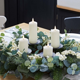 40cm Eucalyptus Advent Wreath & Slim Ivory TruGlow® Candle Table Decoration - thumbnail 1