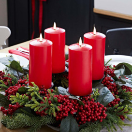Red Berry Advent Wreath & Red TruGlow® Candle Table Decoration
