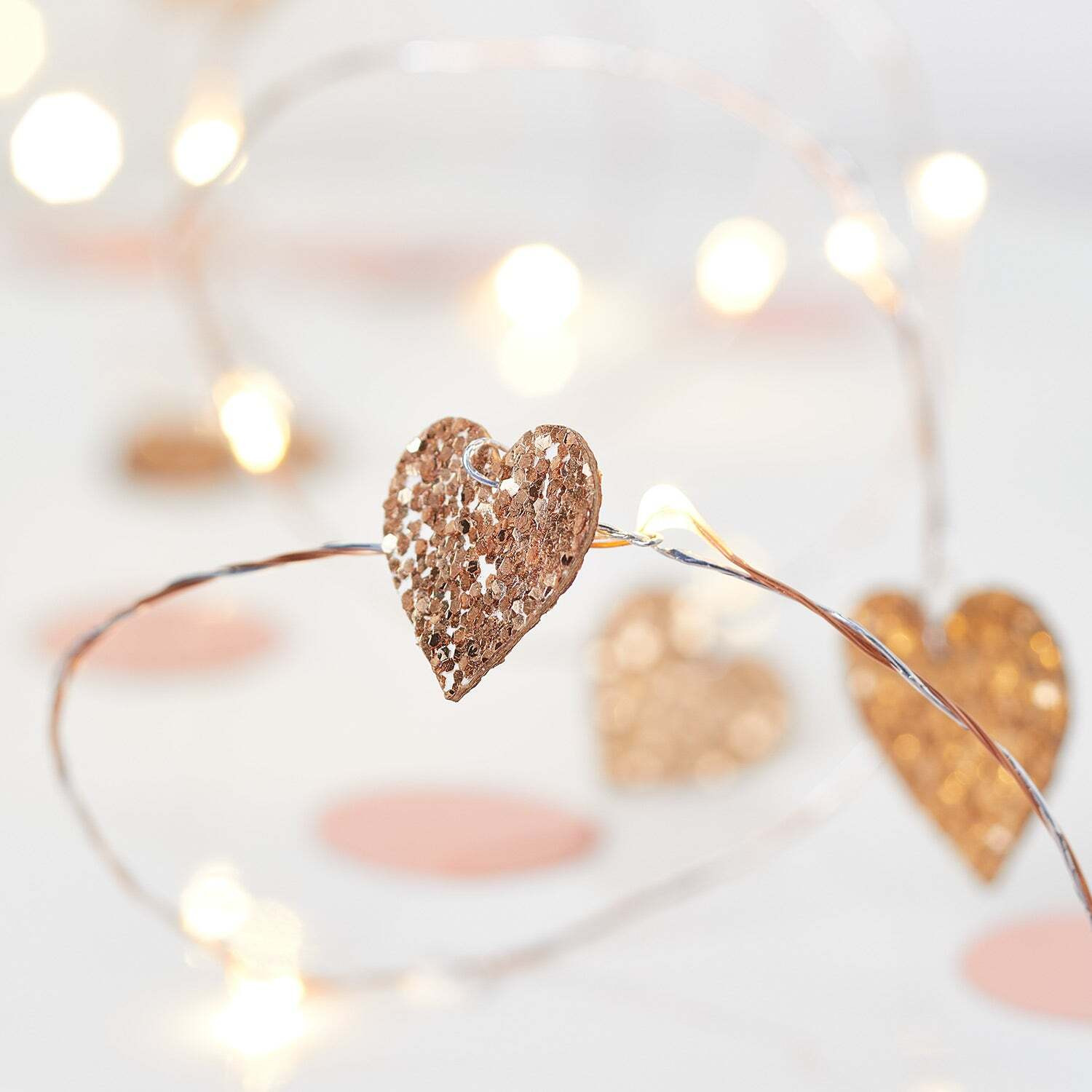 20 Rose Gold Heart Micro Fairy Lights - image 1