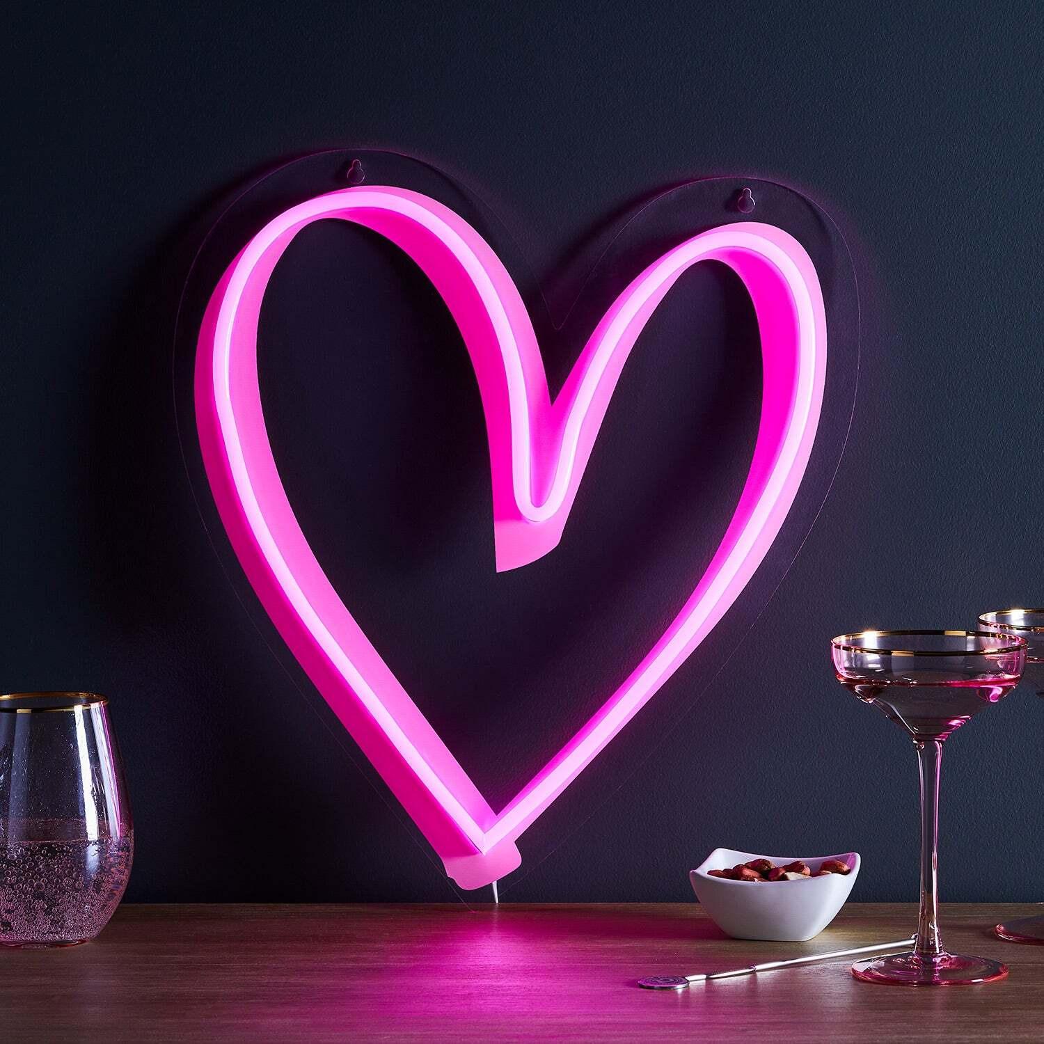 Pink Neon Heart Wall Light - image 1