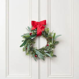 45cm Red Berry Christmas Wreath With Bow - thumbnail 1