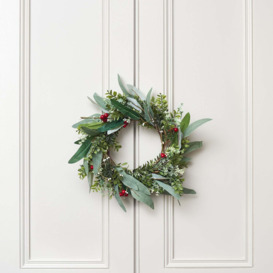45cm Red Berry Christmas Wreath With Bow - thumbnail 2