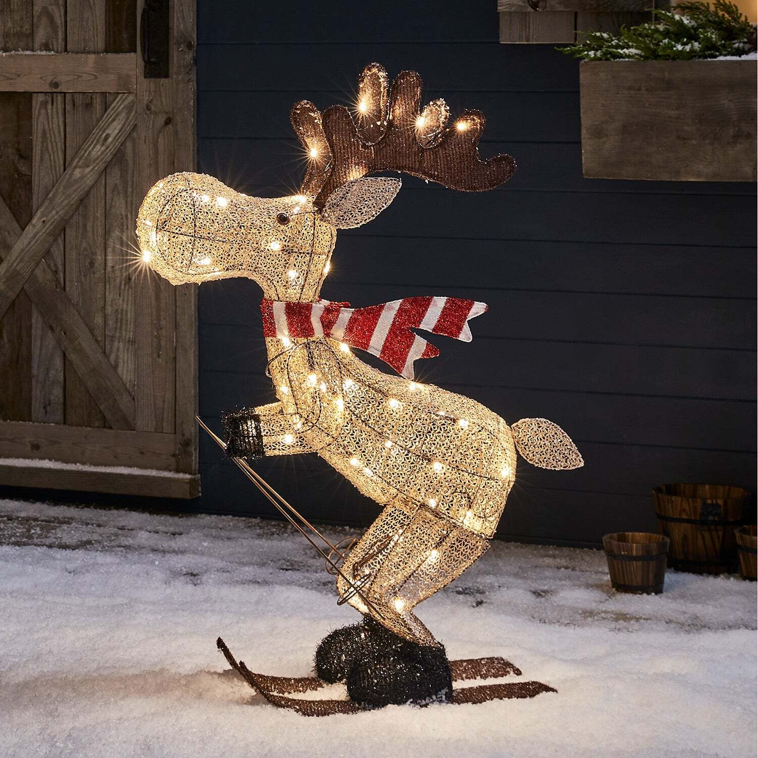 Skiing Moose Outdoor Christmas Figure - image 1