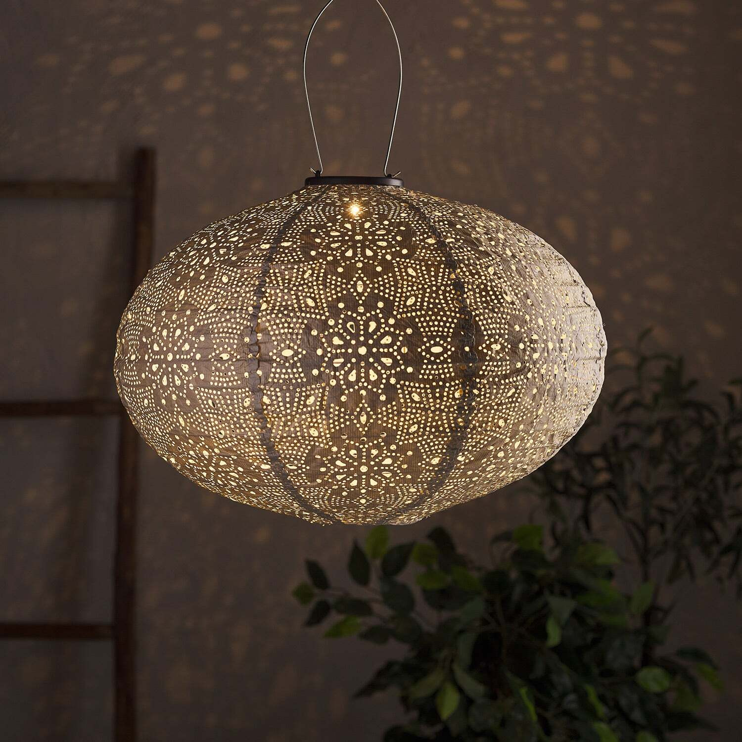 Tyvek Silver Moroccan Hanging Solar Lantern - image 1