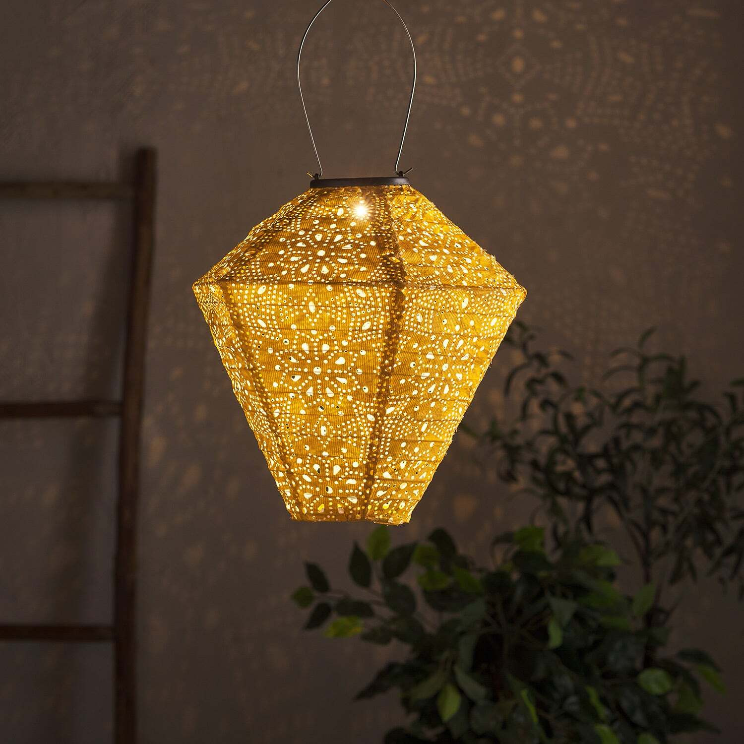 Tyvek Yellow Moroccan Hanging Solar Lantern - image 1