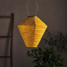 Tyvek Yellow Moroccan Hanging Solar Lantern - thumbnail 2