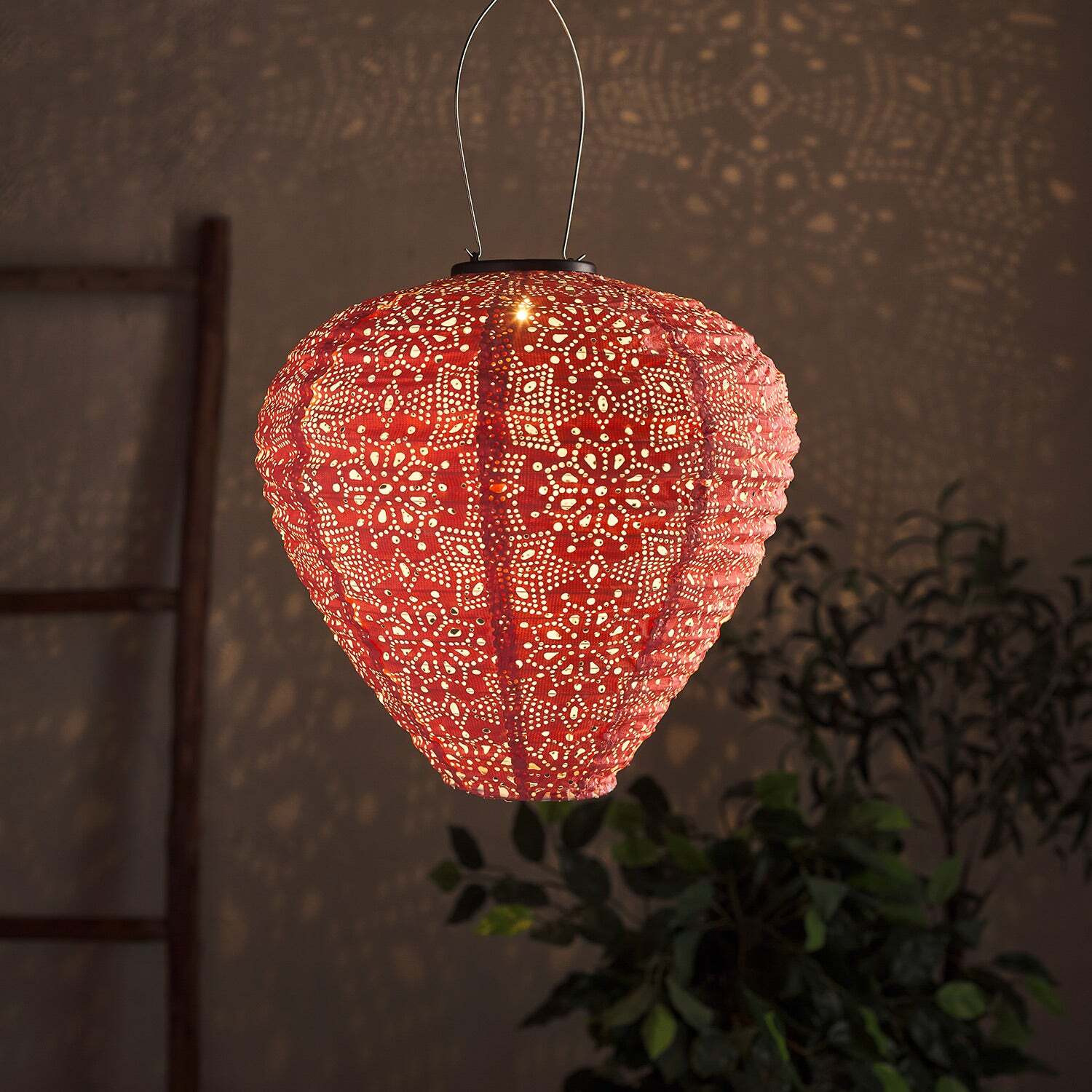 Tyvek Pink Moroccan Hanging Solar Lantern - image 1