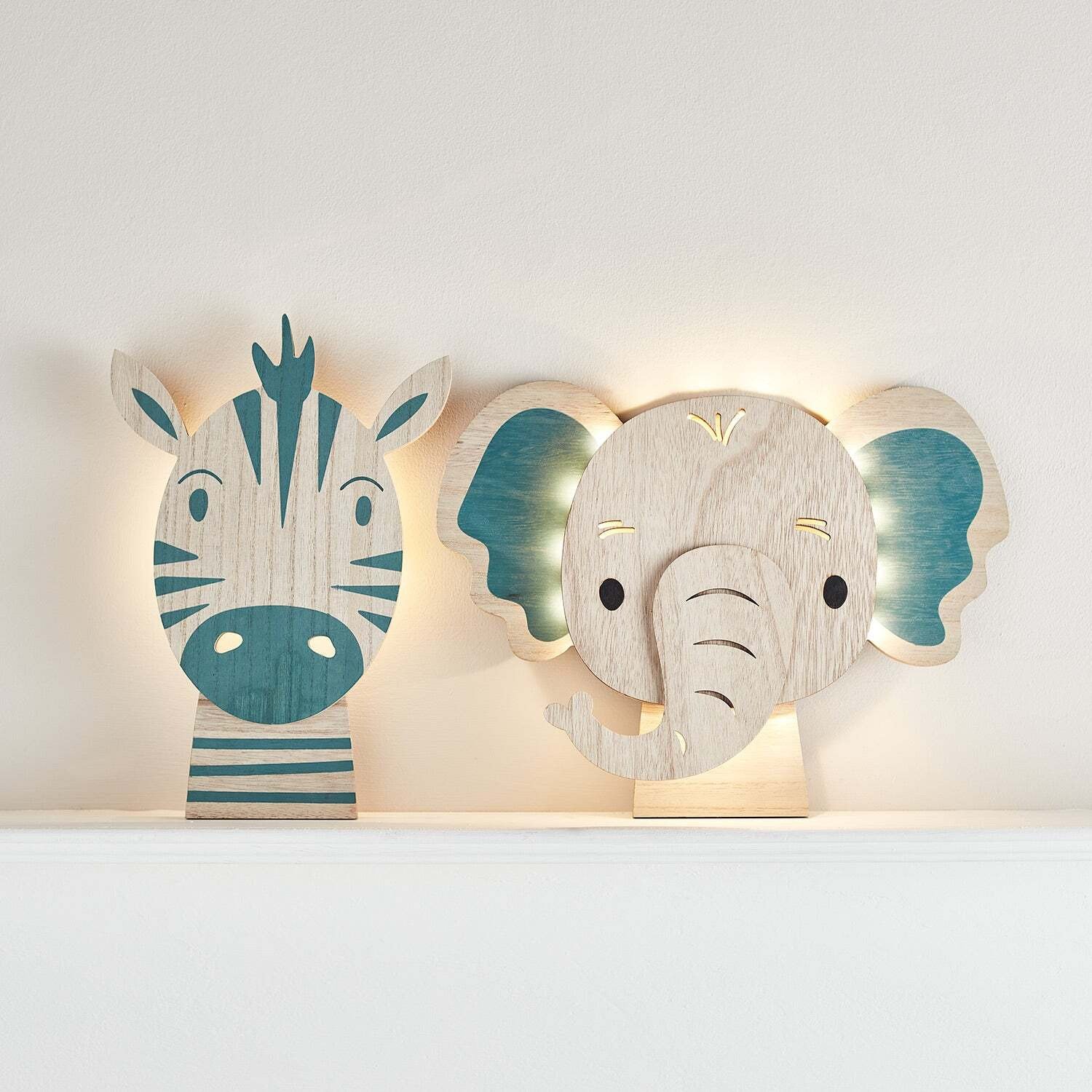 Zebra & Elephant Children's Wall Light Duo - image 1