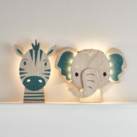 Zebra & Elephant Children's Wall Light Duo - thumbnail 2