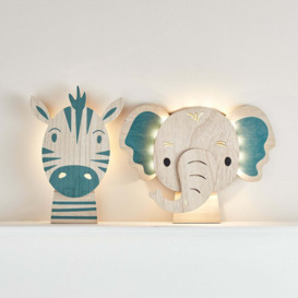 Zebra & Elephant Children's Wall Light Duo - thumbnail 1