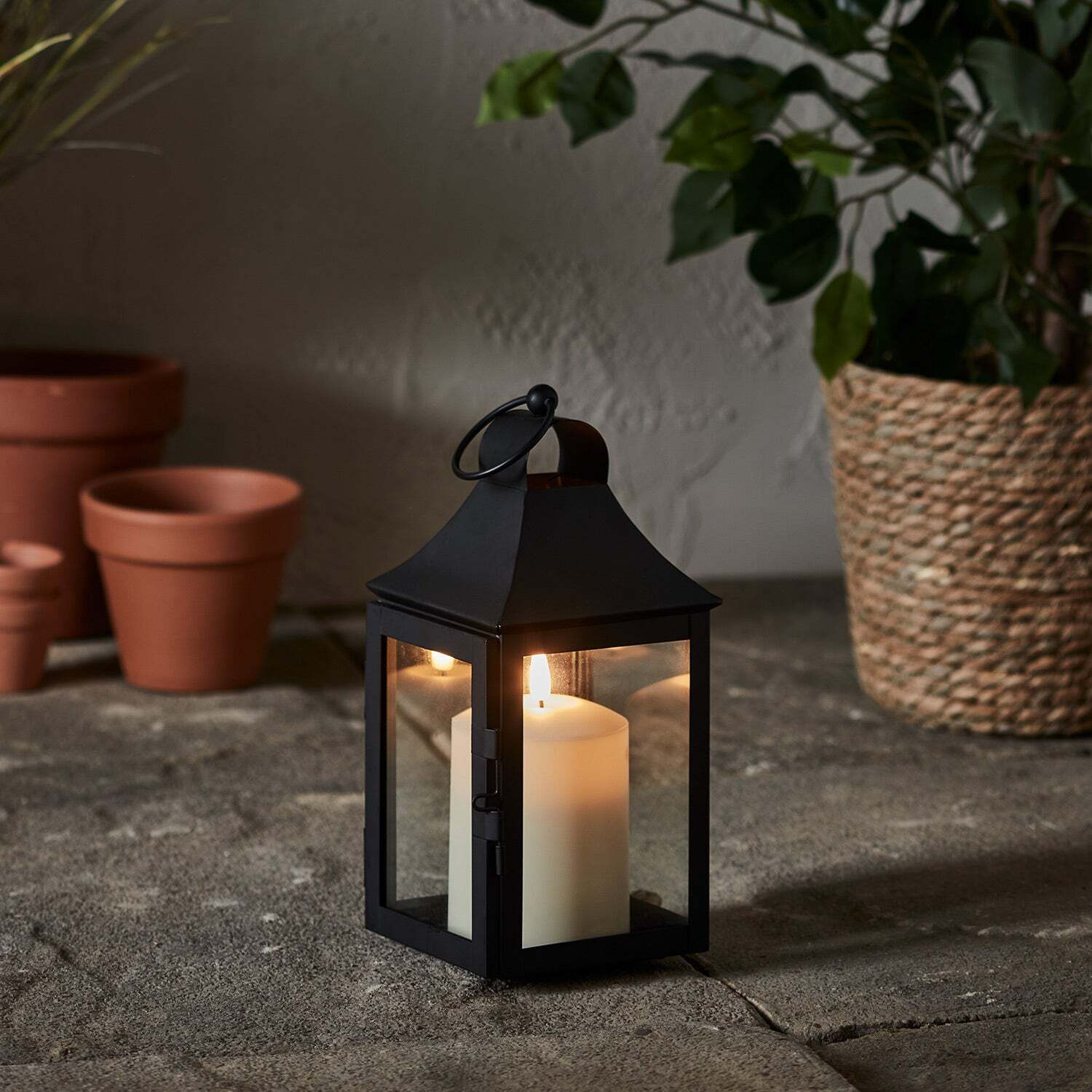 25cm Albury Black Garden Lantern with TruGlow® Candle - image 1