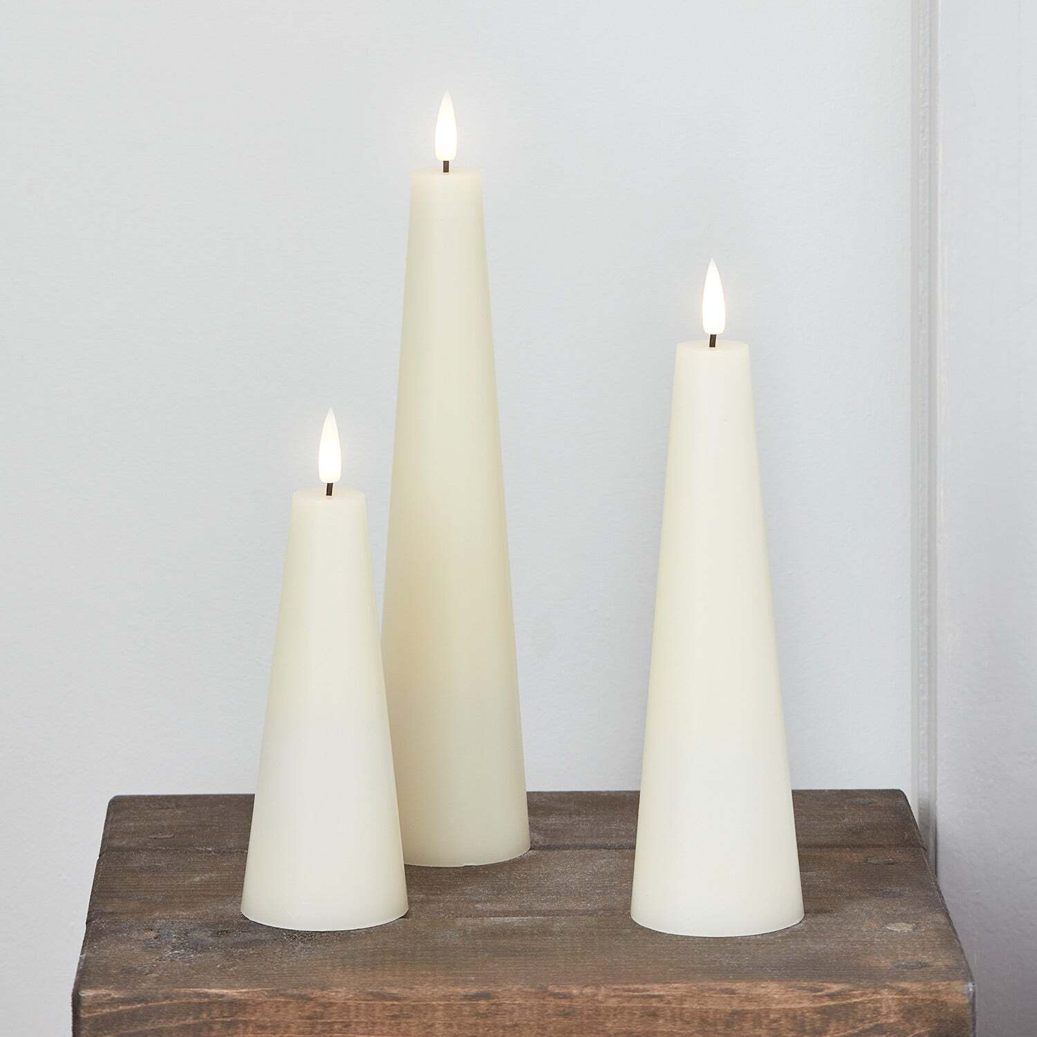 TruGlow® Ivory Cone LED Pillar Candle Trio - image 1