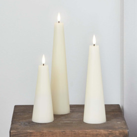 TruGlow® Ivory Cone LED Pillar Candle Trio - thumbnail 1