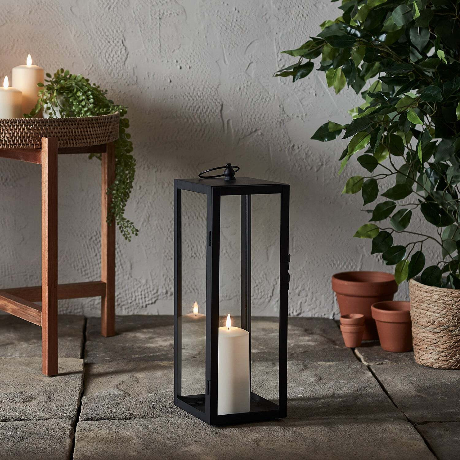 Bowen Large Black Garden Lantern with White TruGlow® Candle - image 1