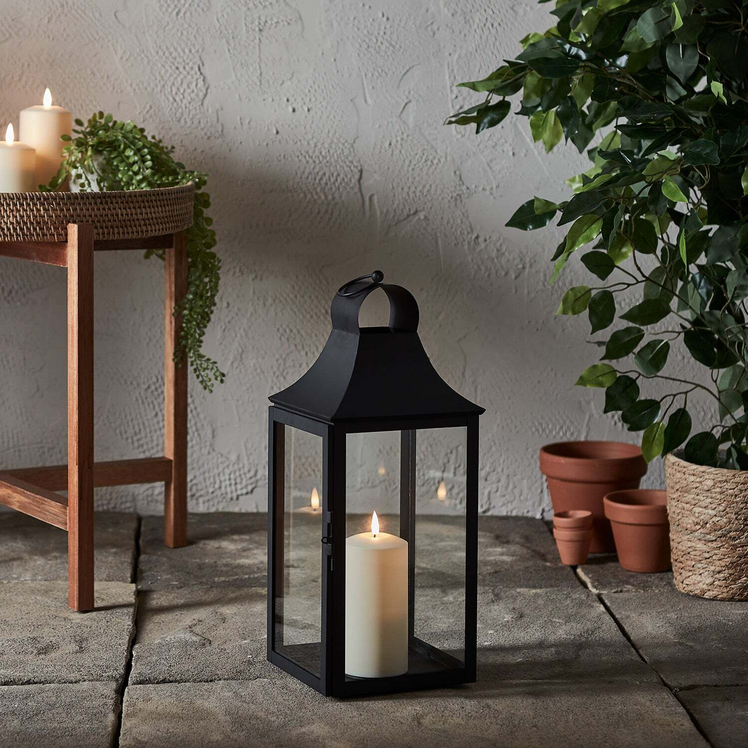 45cm Albury Black Garden Lantern with TruGlow® Candle - image 1