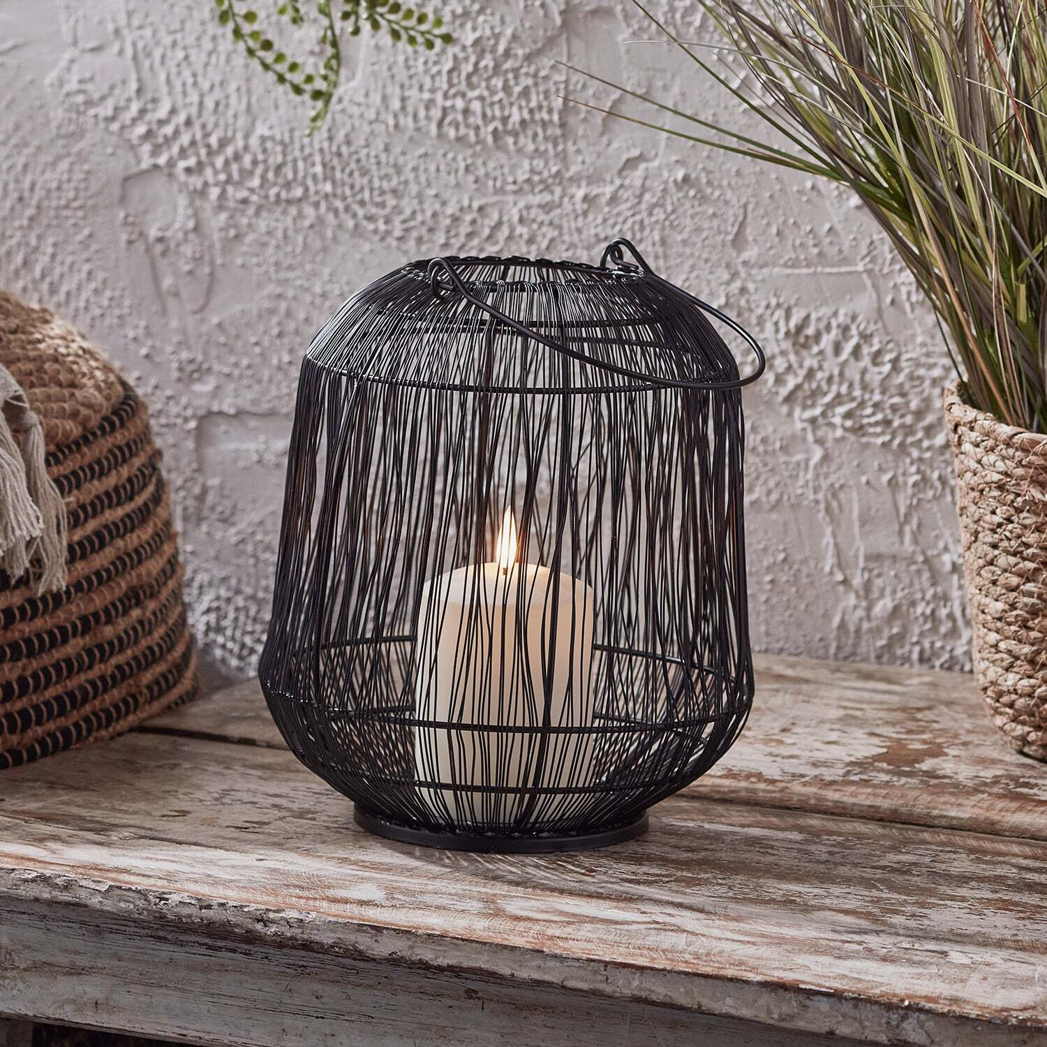 Antonio Large Black Garden Lantern with TruGlow® Candle - image 1