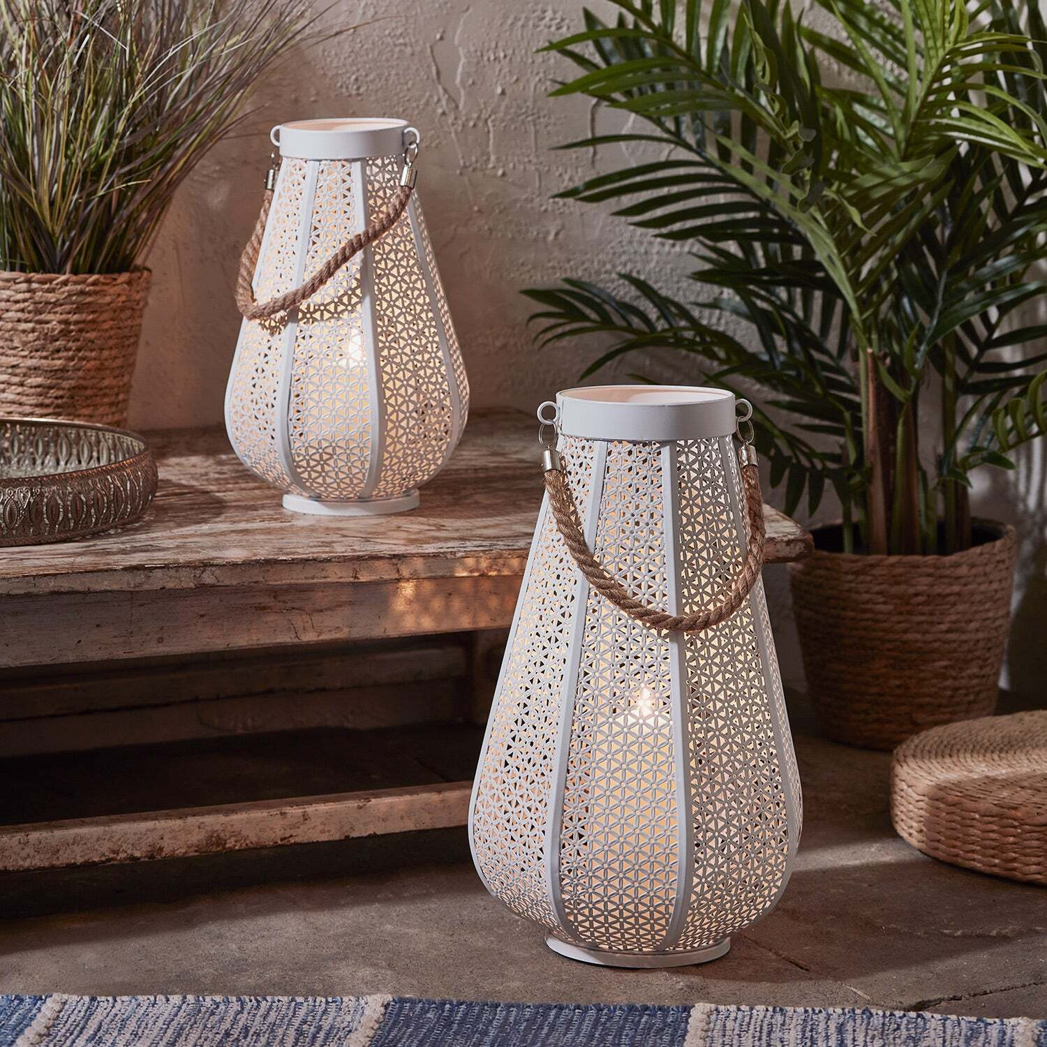 Pollensa White Garden Lantern Duo with TruGlow® Candles - image 1