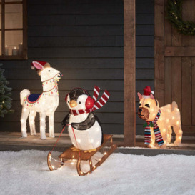 Alpaca, Sledging Penguin & French Bulldog Christmas Figures - thumbnail 1
