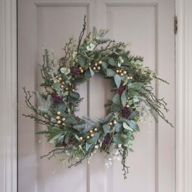 45cm Eucalyptus, Pine & Gold Berry Christmas Wreath