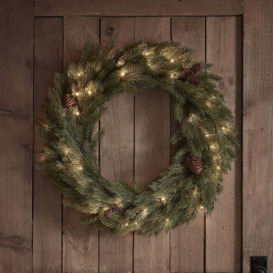 60cm Pre Lit Outdoor Christmas Wreath - thumbnail 1