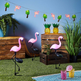 3 Flamingo Solar Stake Lights - thumbnail 2