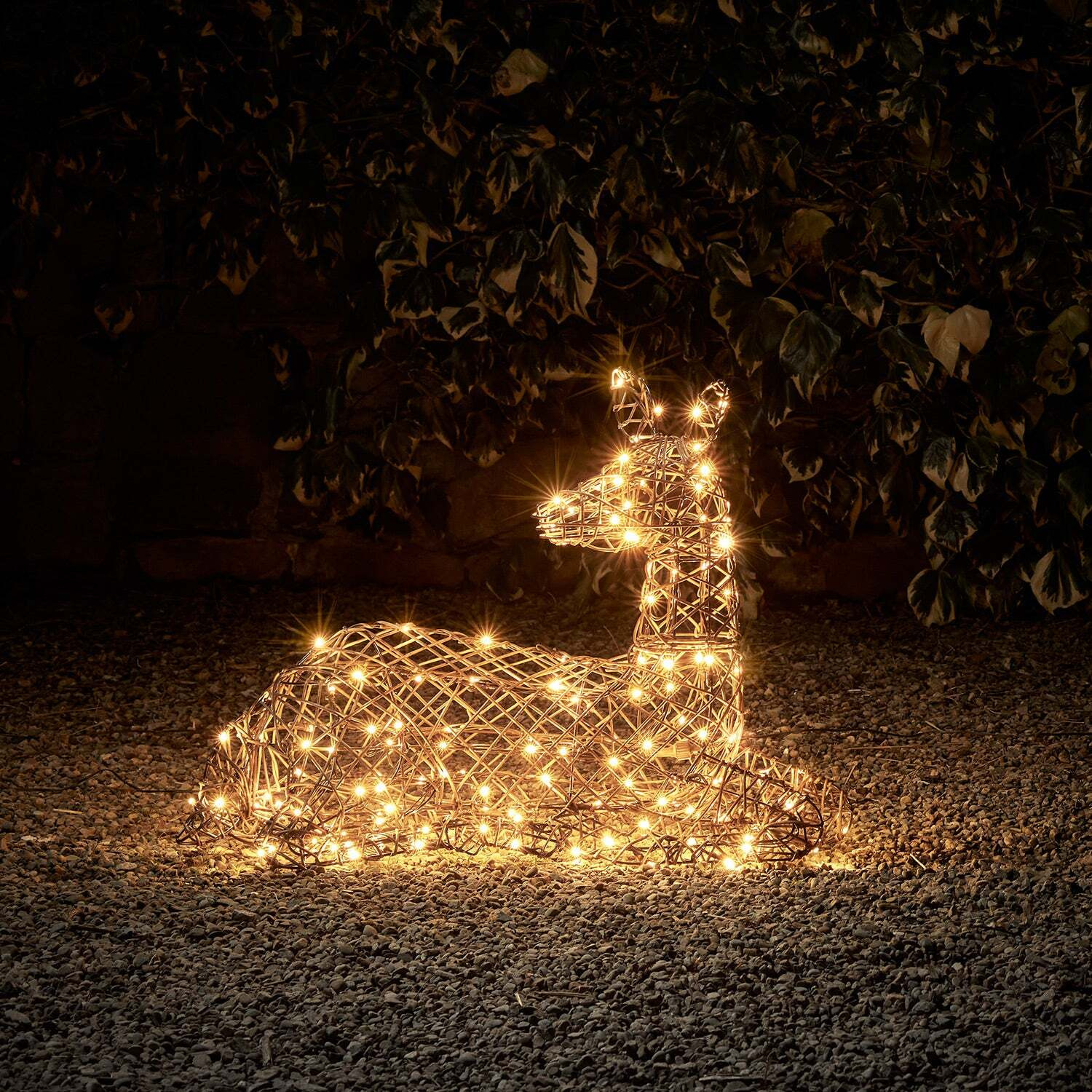 Studley Rattan Resting Doe Light Up Reindeer 24v - image 1