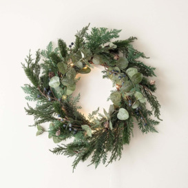 40cm Pre Lit Frosted Berry & Pinecone Wreath