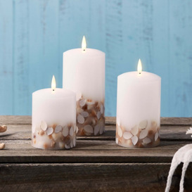 TruGlow® Shell LED Pillar Candle Trio with Remote Control - thumbnail 2