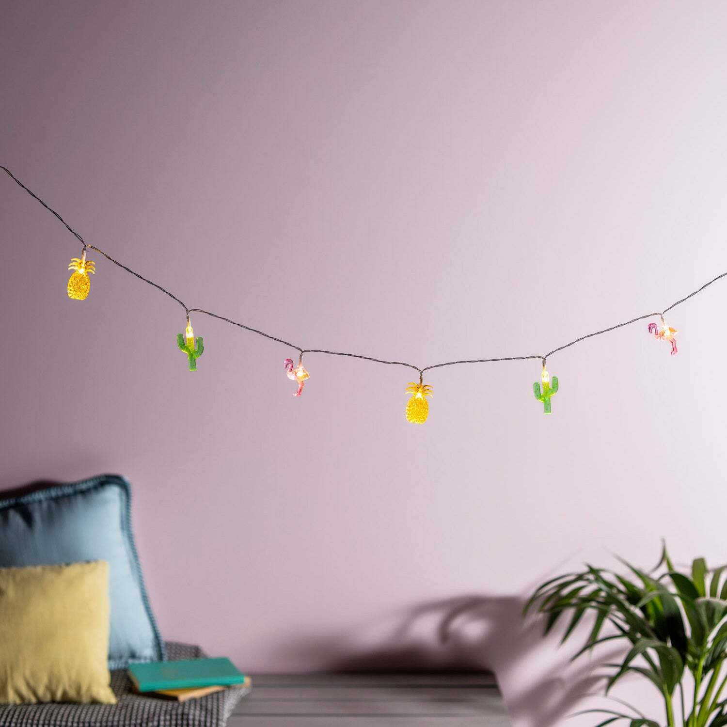 20 LED Flamingo, Pineapple & Cactus Fairy Lights - image 1