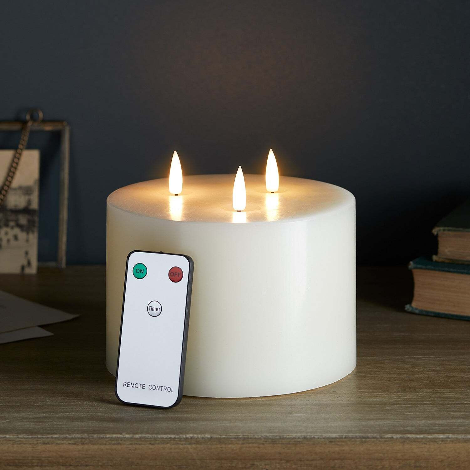 TruGlow® Ivory LED 3 Wick Candle with Remote Control - image 1