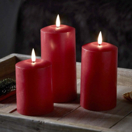 TruGlow® Red LED Pillar Candle Trio with Remote Control - thumbnail 2