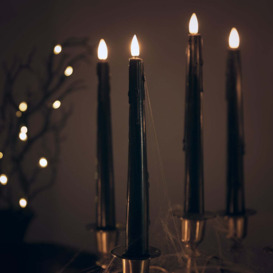 4 TruGlow® Black Dripping Wax LED Taper Candles With Remote Control - thumbnail 2