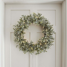 62cm Pre Lit Oversized Mistletoe Christmas Wreath - thumbnail 1