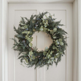 66cm Pre Lit Oversized Frosted Berry and Pinecone Christmas Wreath - thumbnail 1