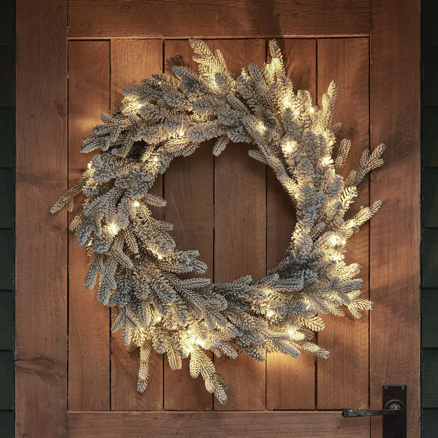 60cm Pre Lit Outdoor Snowy Christmas Wreath - image 1