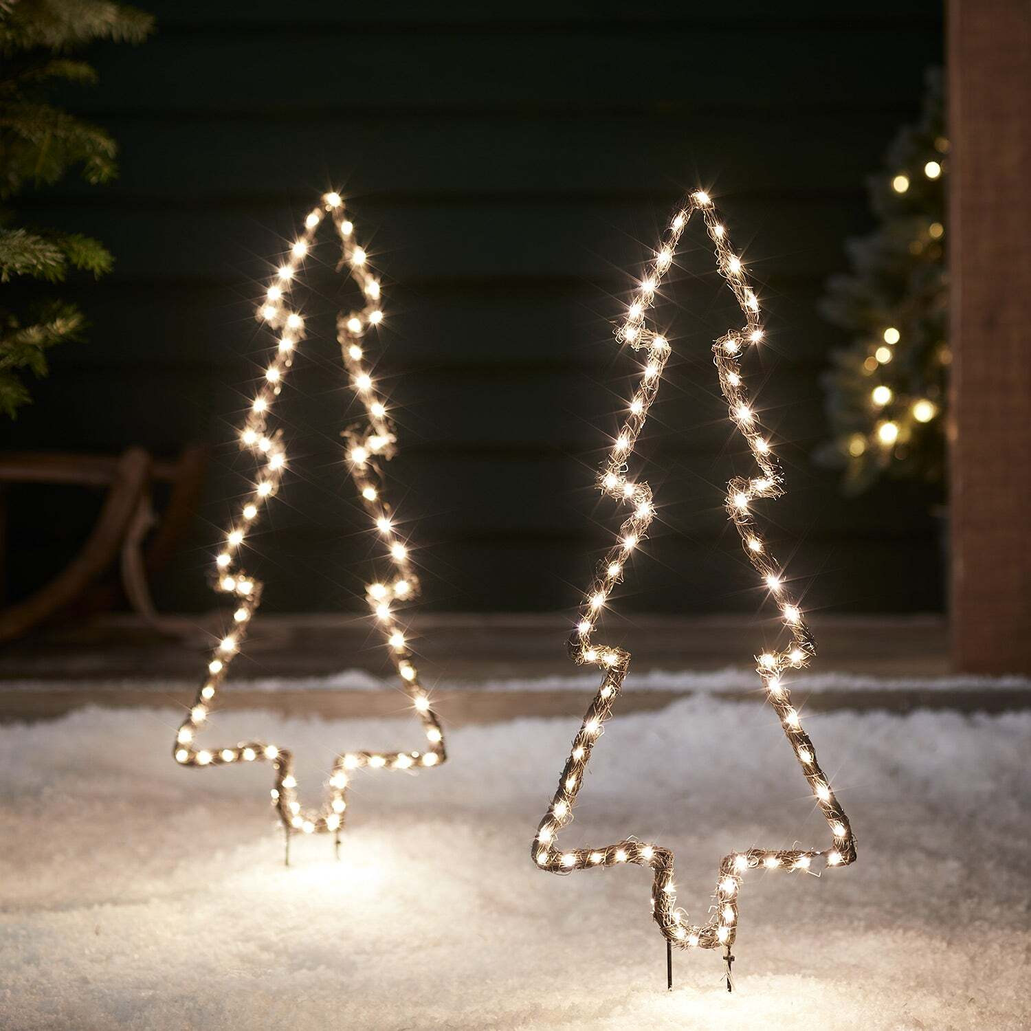 2 Willow Outdoor Christmas Tree Stake Lights - image 1