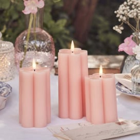 3 Pink Flower TruGlow® LED Candles - thumbnail 2