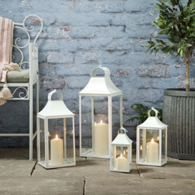 45cm Albury White Garden Lantern with TruGlow® Candle - thumbnail 2