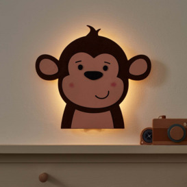 Wooden Children’s Monkey Wall Light - thumbnail 2