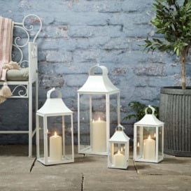 Set of 4 Albury White Garden Lanterns with TruGlow® Candles