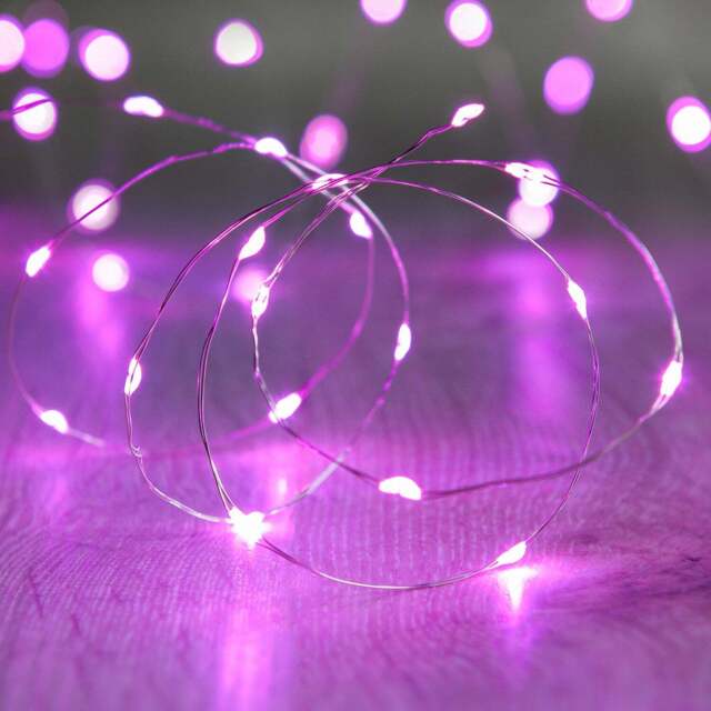 20 Pink LED Micro Battery Fairy Lights - image 1