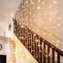Core Connect 6m x 3m 864 Warm White Connectable Curtain Lights Clear Cable - thumbnail 1