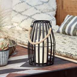 Canberra Slatted Outdoor Lantern with TruGlow® Candle And Remote Control - thumbnail 1