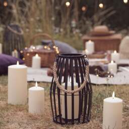 Canberra Slatted Outdoor Lantern with TruGlow® Candle And Remote Control - thumbnail 2