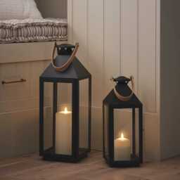 Brixham Leather Handle Lantern Duo with TruGlow® Candles - thumbnail 2