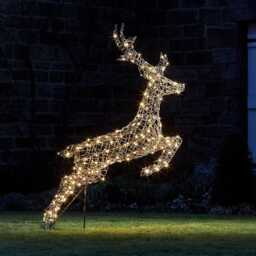 Solar Powered Regular Harlow Rattan Stag Dual Colour LED Light Up Reindeer