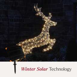 Solar Powered Regular Harlow Rattan Stag Dual Colour LED Light Up Reindeer - thumbnail 2